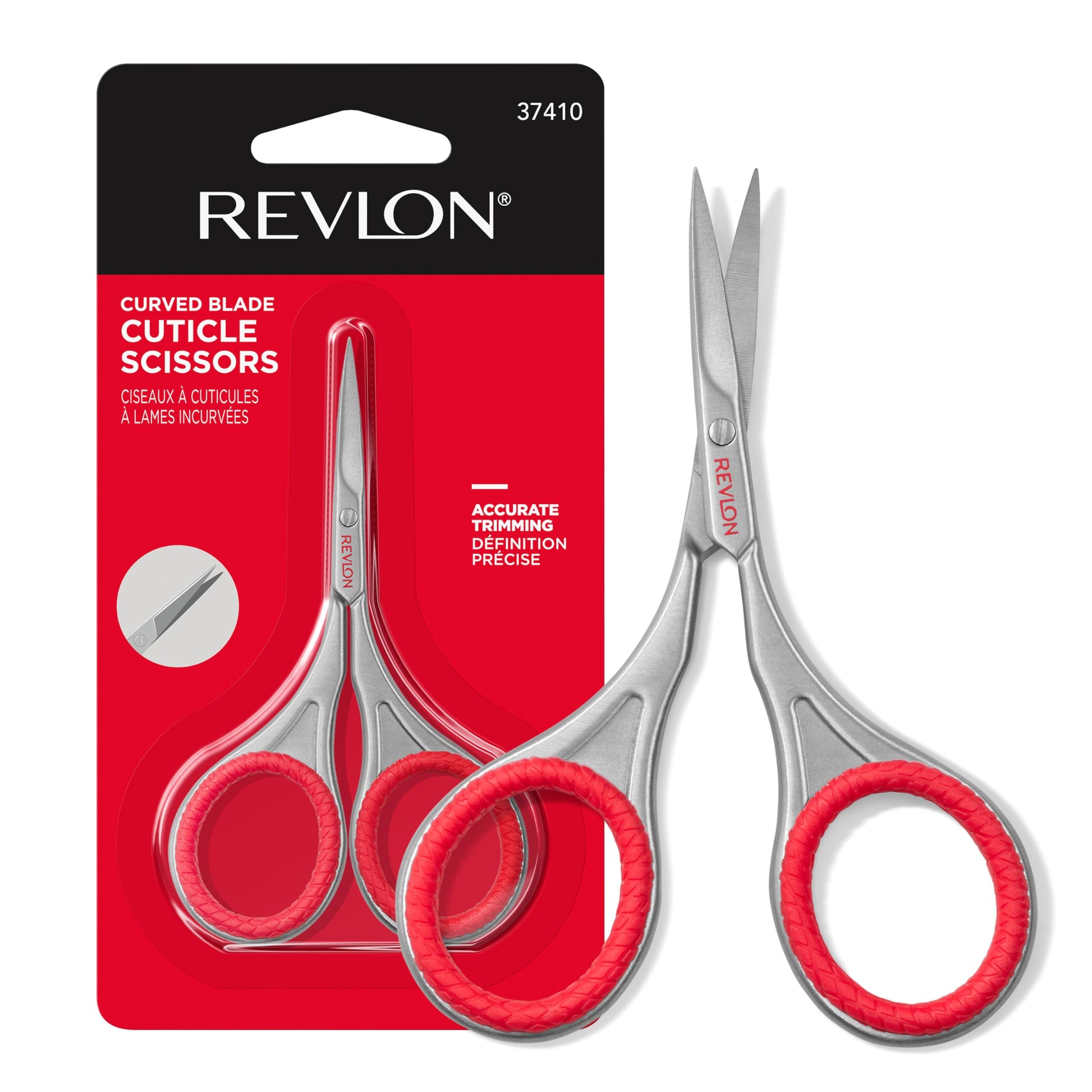Buy now Revlon Cuticle Scissors, Ultra-Fine Stainless Steel Curved Blade for Neat Cuticles and Hangnail Trimming, Tool for Safe Cuticle Nail Care, 1 count at indiglob india