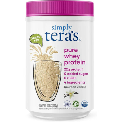 Buy now simply tera's Pure Whey Protein Powder - Grass Fed Vanilla Whey Protein Powder, Clean, Made Without Artificial Sweeteners, Non-GMO, Kosher, rBGH-Free, Soy-Free - 12 Oz at indiglob india