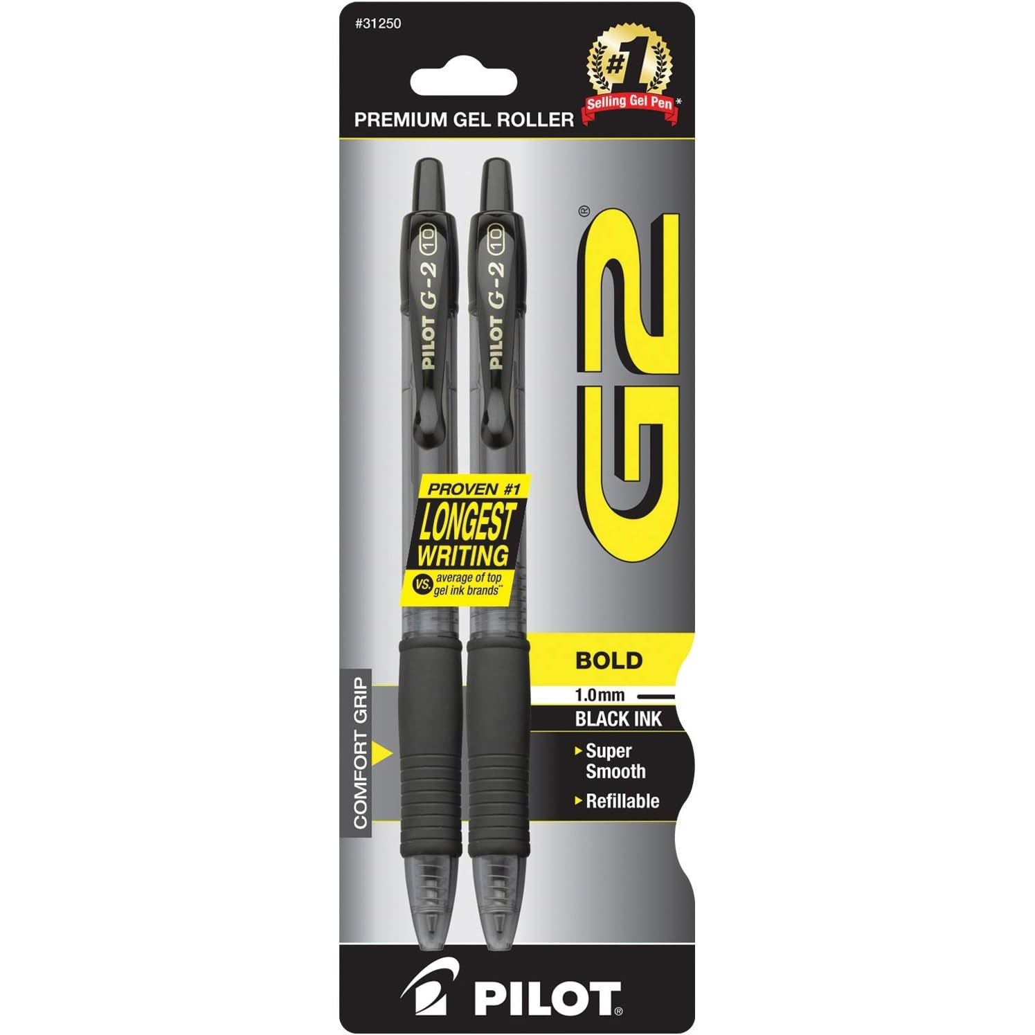 Buy now Pilot G2 Premium Gel Pens, Black Pens, Bold Point 1 mm, 2 Black Pack of 2 Pack of 2 Pens at indiglob india