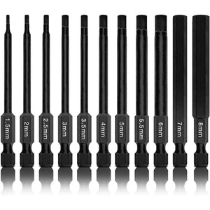 Buy now NEIKO 01148A Hex Allen Power Bit Set, 11-Piece Metric Sizes 1.5mm to 8mm | Magnetic Head Bits 3 Quick Release Shanks Premium S2 Steel Compatible with Drills and Impact Drivers at indiglob india