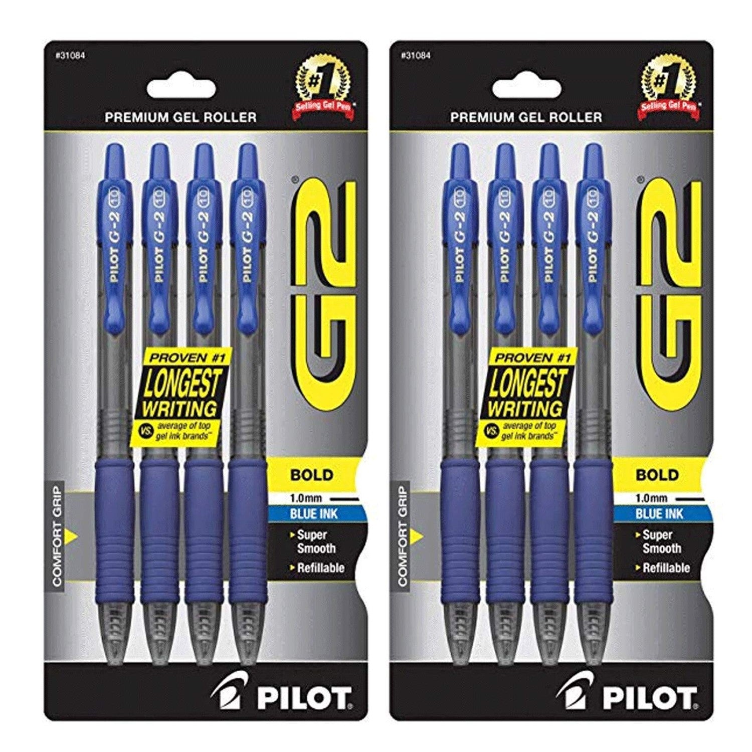 Buy now PILOT G2 Retractable Premium Gel Ink Roller Ball Pens Bold Point 4-Pack Blue Ink (31084) 2 Pack at indiglob india