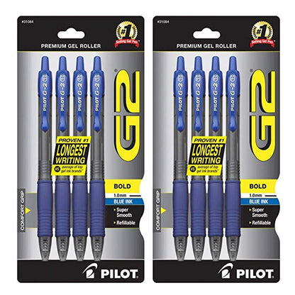 Buy now PILOT G2 Retractable Premium Gel Ink Roller Ball Pens Bold Point 4-Pack Blue Ink (31084) 2 Pack at indiglob india