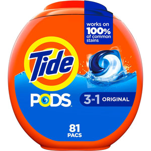Buy now Tide PODS laundry detergent pacs, 3-in-1 Stain Remover, Odor Fighter, Color Protector, 81 Count, HE compatible, Original Scent at indiglob india
