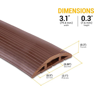 SimpleCord 4-Foot Cord Cover - Floor Cable Management Kit for Indoor or Outdoor Use - 3-Channel Cable Raceway for Sidewalks or Walkways by Simple Cord (Brown) Online | Shop India Today