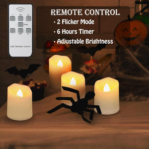 Buy now Rechargeable Flameless Tea Lights Candles with Timer & Remote, 12pcs Flickering LED Votive Candles with 2 USB Charging Cables, Warm White Light Electric Fake Candle for Home, Halloween Xmas Decor at indiglob india