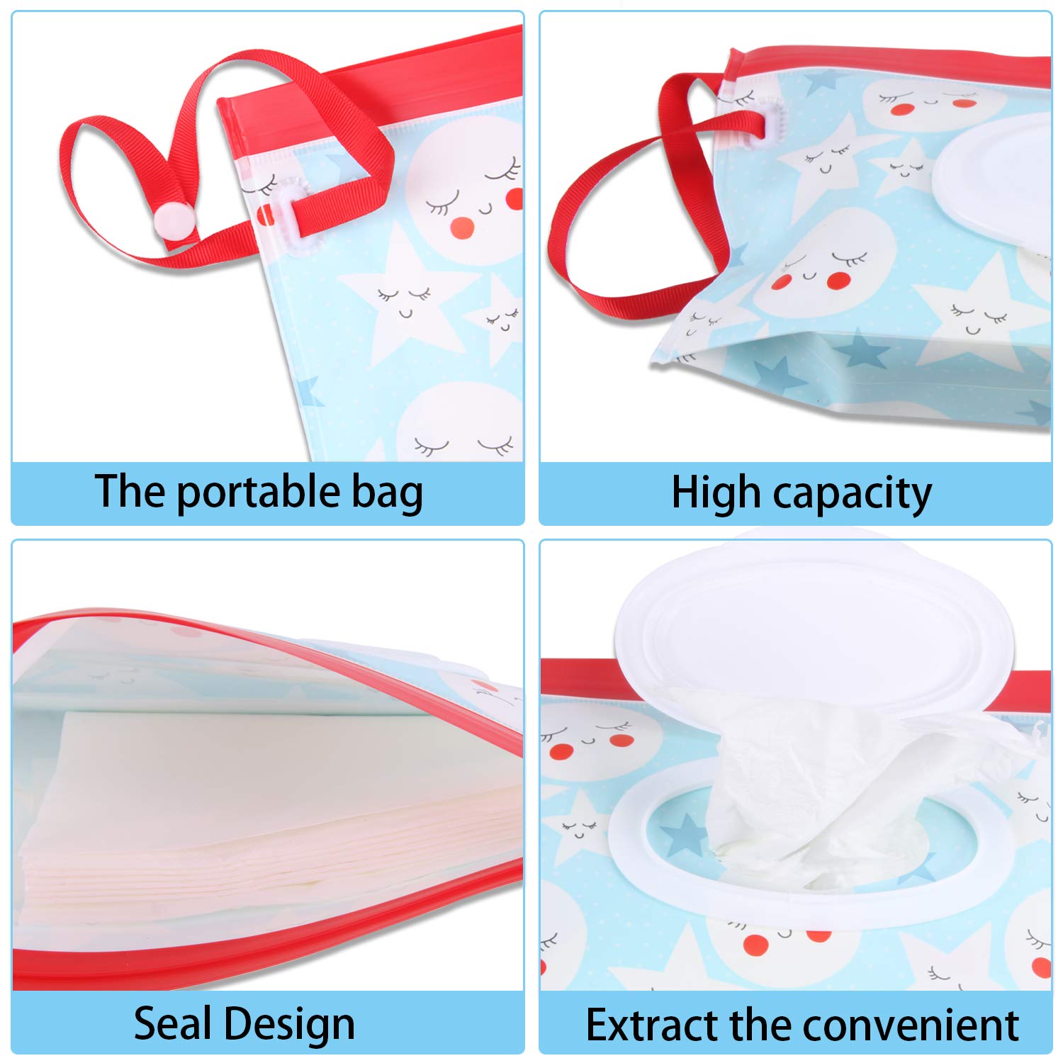 Buy now FEBSNOW 4 Pack Baby Wipes Container, Reusable Portable Wet Wipe Pouch, Wipe Dispenser Container, Baby Travel Wet Wipe Holder at indiglob india