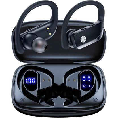 Buy now bmanl Wireless Earbuds Bluetooth Headphones 48hrs Play Back Sport Earphones with LED Display Over-Ear Buds with Earhooks Built-in Mic Headset for Workout Green Black at indiglob india