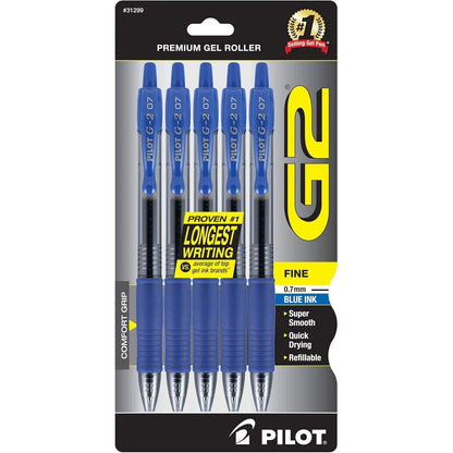 Buy now Pilot G2 Premium Gel Roller Pens 0.7, Fine Point Smooth Writing Pens Black, Pack of 5 Blue at indiglob india