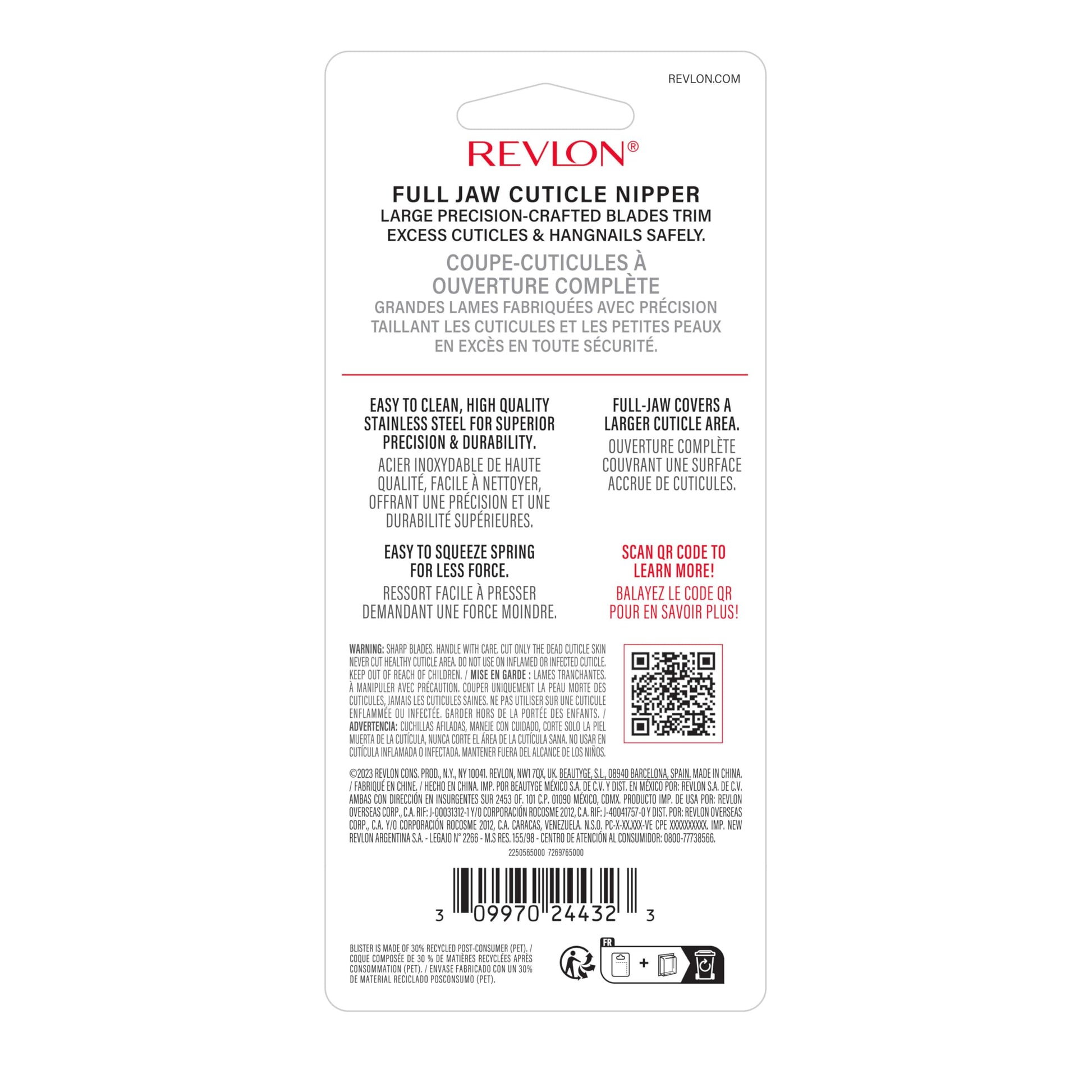 Buy now Revlon Full Jaw Cuticle Nipper, Manicure Tool for Nail Care, Made with Stainless Steel, High Precision Blade, Easy to Squeeze Spring, 1 Count at indiglob india