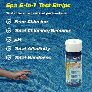 Buy now AquaChek SPA 6-in-1 Test Strips - Spa Test Strips for Total Bromine, Total Chlorine, Free Chlorine, pH, Total Alkalinity, and Total Hardness - Professional Water Quality Testing Kit (50 Strips) at indiglob india