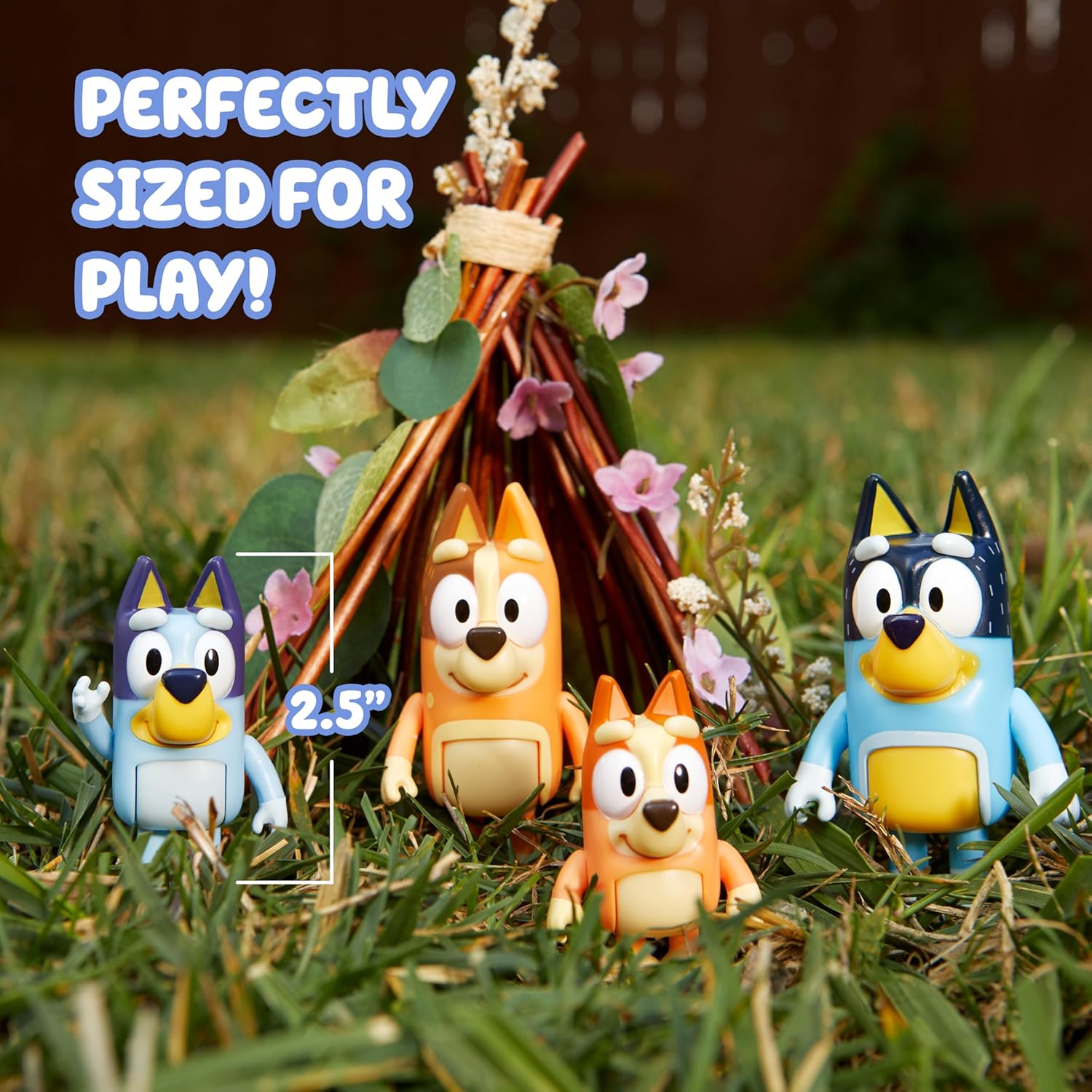 Buy now Bluey Family Figure Pack of 4, Robust Poseable Character Toys with Bingo, Chilli, and Bandit Figures, Toddler-Sized Animal Figurines for Kids Ages 3+ at indiglob india