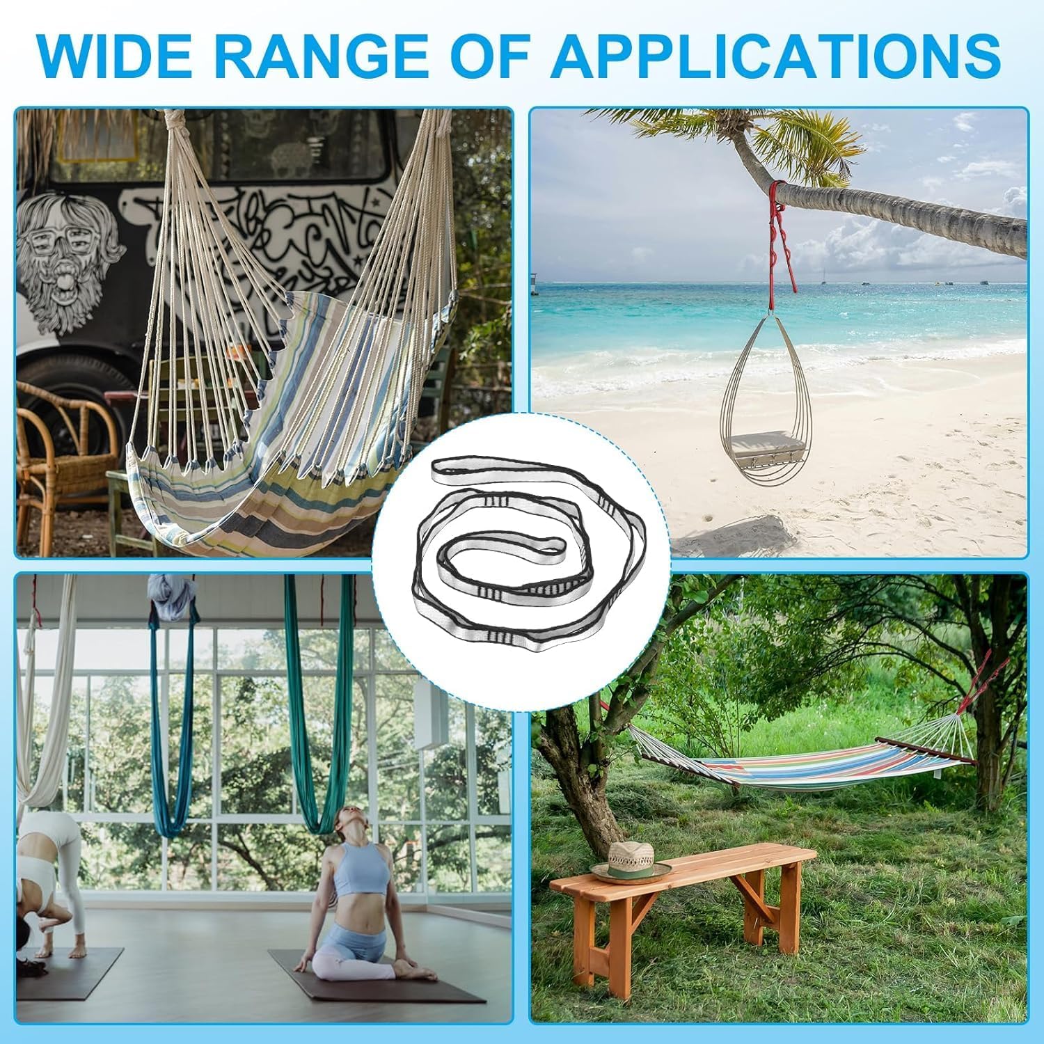 YOBEYI 2pcs Nylon Daisy Chain 6 Loop Adjustable Multipurpose Strap Rope 25kN Strong Climbing Straps 43 Inches for Yoga Swing Yoga Hammock Trapeze Ceiling Anchors Daisy Chains Online | Shop India Price