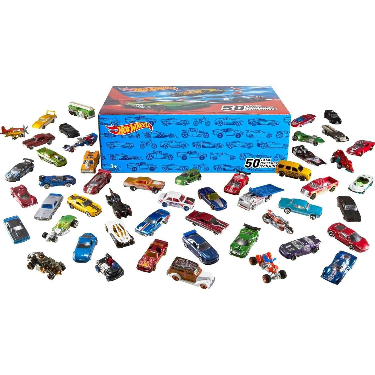 Buy now Hot Wheels Set of 10 1:64 Scale Toy Trucks and Cars for Kids and Collectors, Styles May Vary 50-Pack at indiglob india