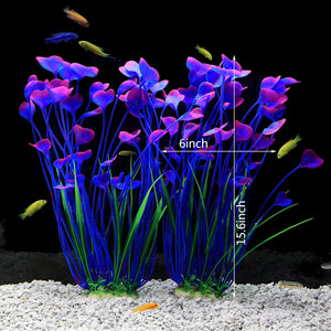 Buy now JIH Plastic Plants for Aquarium,Tall Artificial Plants for Fish Tank Decor 15.6 Inch (2 Pcs) (Purple) at indiglob india