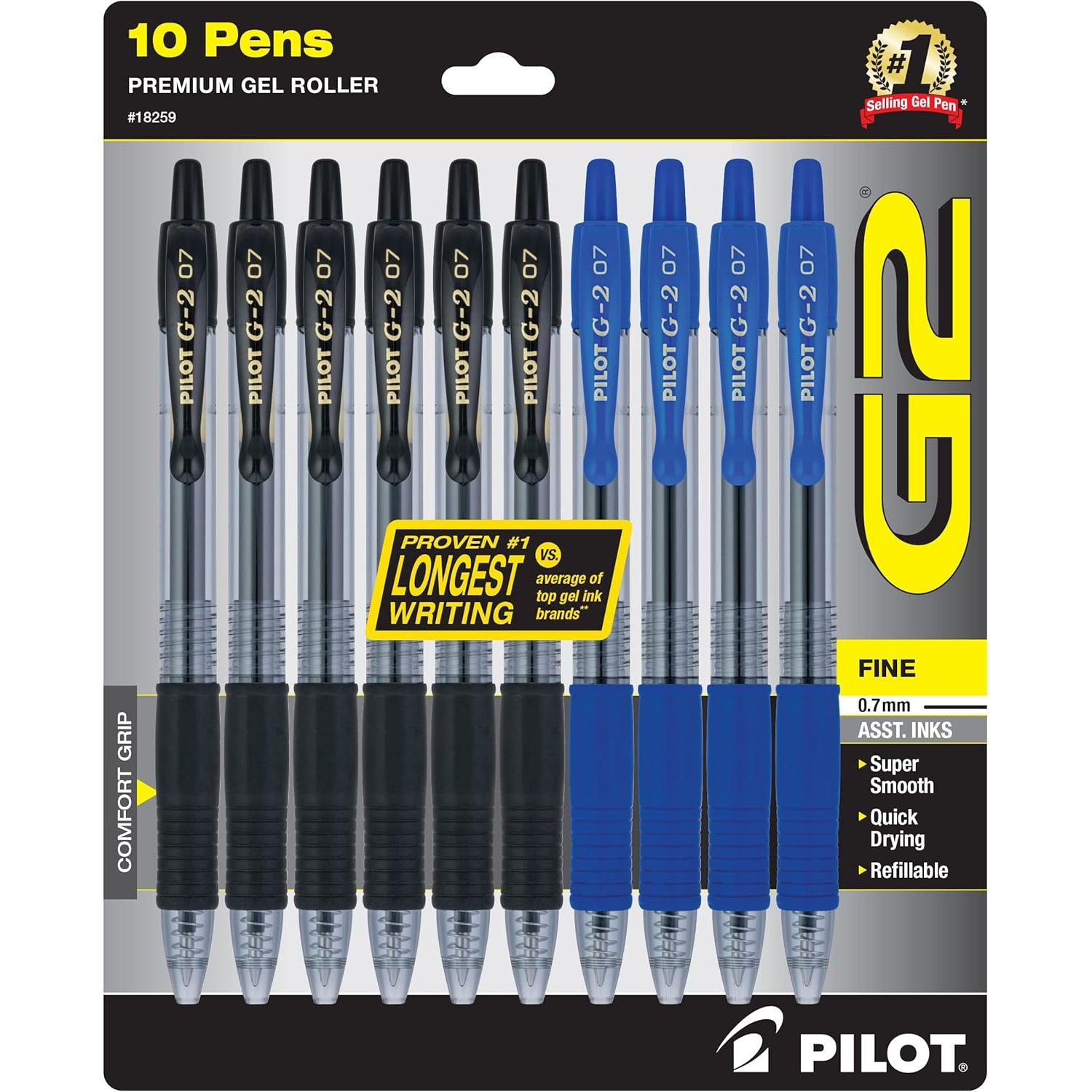 Buy now Pilot G2 Premium Gel Roller Pens, Extra Fine Point 0.5 mm, Gel Pens Black, Pack of 5 - Ideal for School, Journaling & Office Writing Black & Blue at indiglob india