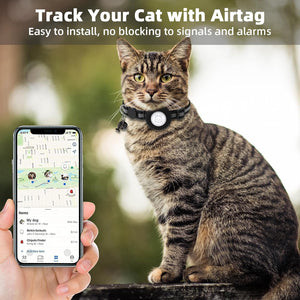 Buy now Airtag Cat Collar, Air tag Cat Collar with Bell and Safety Buckle in 3/8" Width, Reflective Collar with Waterproof Airtag Holder Compatible with Apple Airtag for Cat Dog Kitten Puppy (Black) at indiglob india
