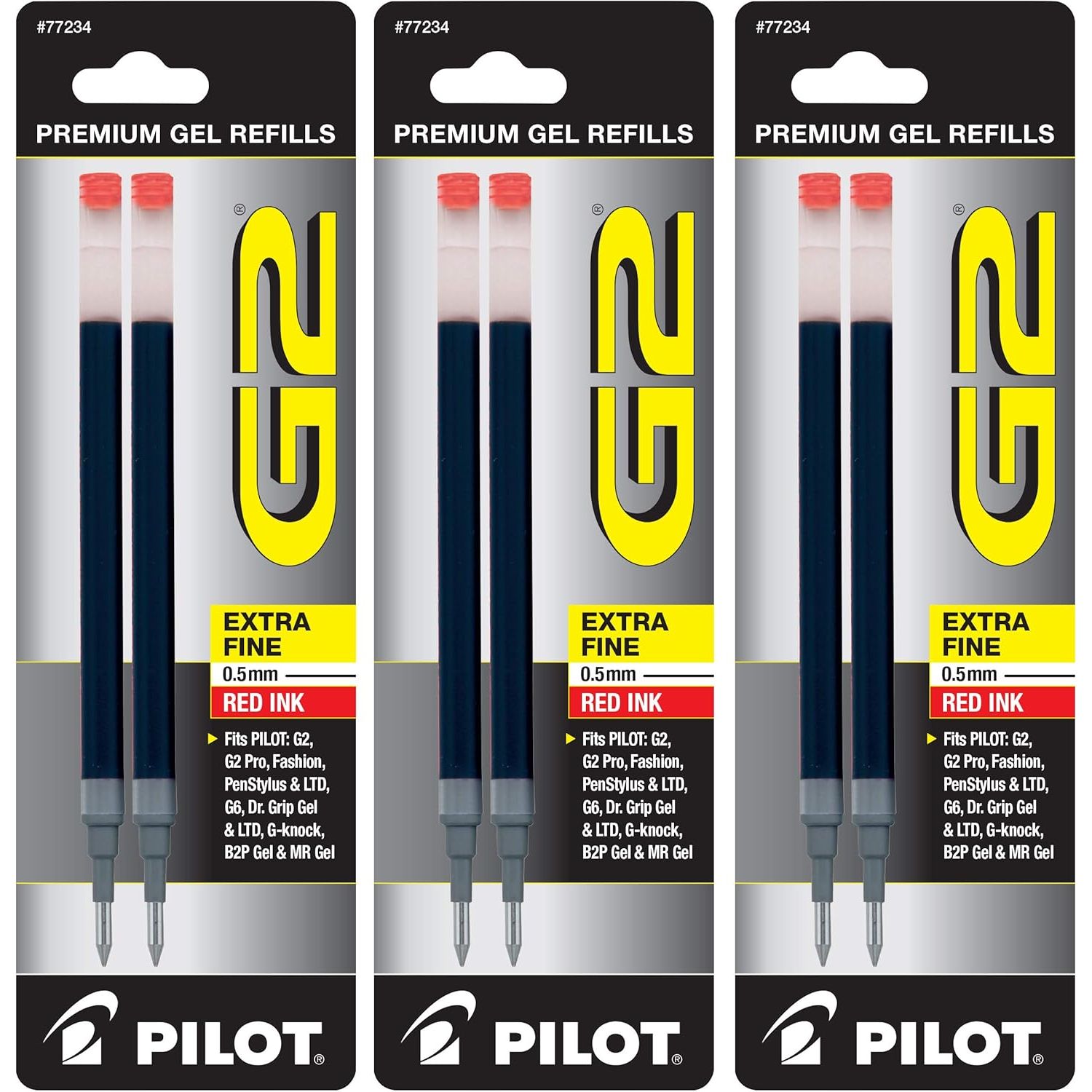 Buy now Pilot, G2 Gel Ink Refills, Extra Fine Point 0.5 mm, Black, Pack of 2 6 Count (Pack of 1) Red Extra Fine Point at indiglob india