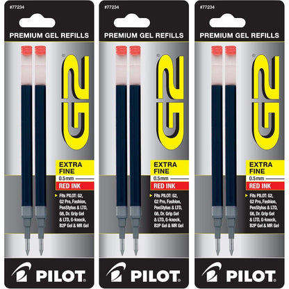 Buy now Pilot, G2 Gel Ink Refills, Extra Fine Point 0.5 mm, Black, Pack of 2 6 Count (Pack of 1) Red Extra Fine Point at indiglob india