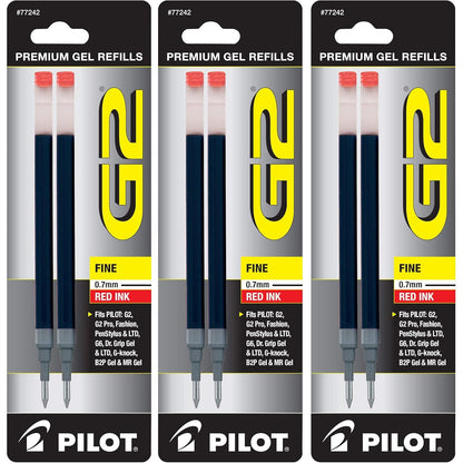 Buy now Pilot, G2 Gel Ink Refills, Fine Point 0.7 mm, Black, Pack of 6 Fine Point Red at indiglob india