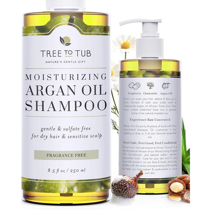 Buy now Tree to Tub Fragrance Free Shampoo for Dry & Sensitive Scalp - Gentle Unscented Hydrating Hair Shampoo for Women & Men, Moisturizing Sulfate Free Shampoo w/Organic Argan Oil, All Natural Soapberry at indiglob india