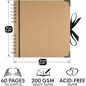 Buy now Bstorify Scrapbook Album 60 Pages (8 x 8 Inch) Brown Thick 200gsm Kraft Paper, Photo Album Scrapbook, Memory Book - Ideal for Your Scrapbooking Albums Art & Craft Projects at indiglob india