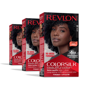 Buy now Revlon Colorsilk Beautiful Color Permanent Hair Color, (OLD VERSION) 10 Black (Pack of 3) at indiglob india