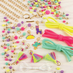 Buy now Make It Real: Neo-Brite Chains & Charms Kit - Create 10 Unique Cord & Tassel Charm Bracelets, 195 Pieces, Includes Play Tray,DIY Playful Charm & Jewelry Kit, Tweens & Girls, Arts & Crafts, Ages 8+ at indiglob india