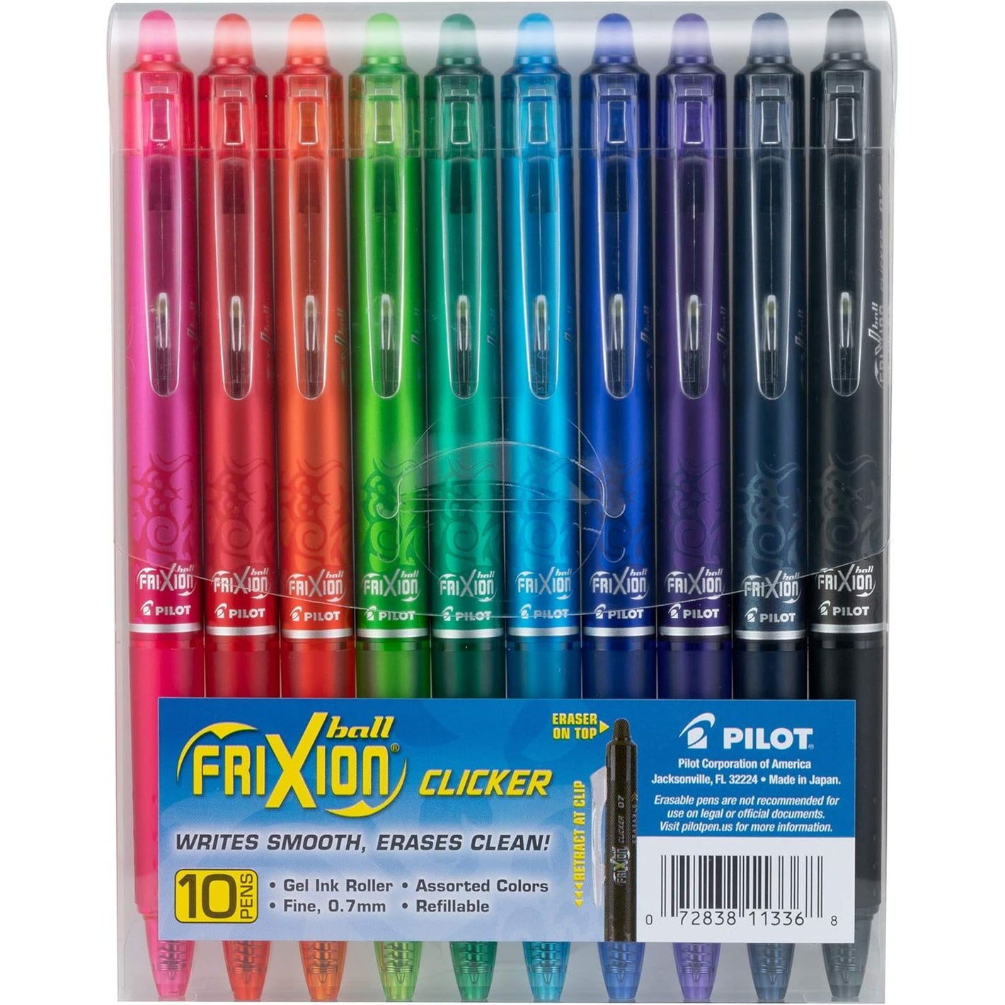 Buy now Pilot FriXion Erasable Gel Pens, Fine Point 0.7 mm Erasable Pens, Pack of 10 Assorted Colors at indiglob india