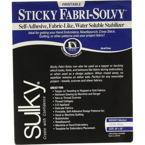 Buy now Sulky Sticky Fabri-Solvy Stabilizer 20"X36" at indiglob india