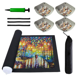Buy now Puzzle Mat Roll Up - Saver Storage 2000 1500 1000 500 300 Pieces Puzzles, Replace Puzzle Glue Board Table, Puzzle Frame Felt Large Mat with 4 Sorting Trays Organizer Puzzles for Adults Kids 2 at indiglob india