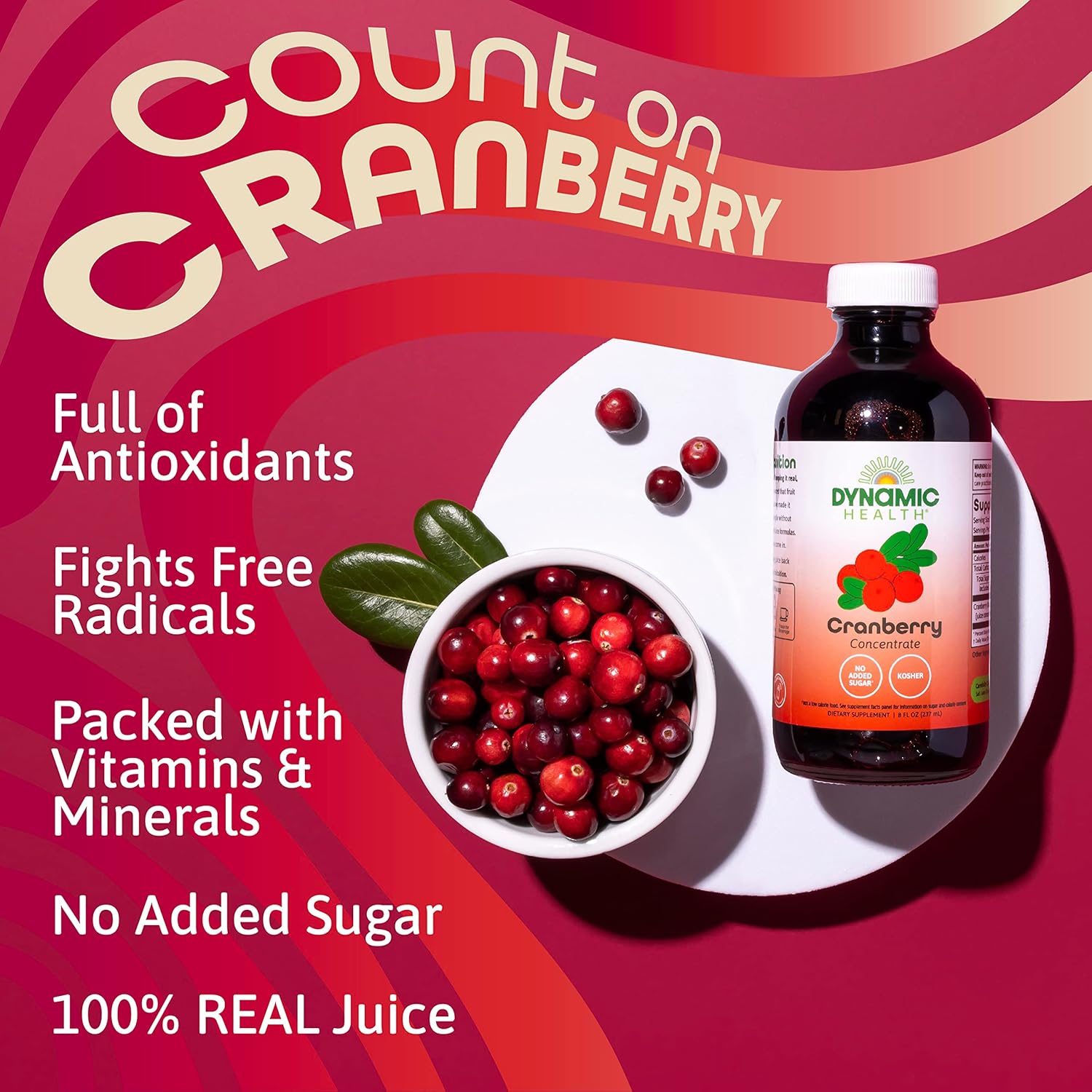 Buy now Dynamic Health Pure Cranberry Juice Concentrate, Unsweetened, Natural Antioxidant Support, No Added Sugar, 8 Fl oz at indiglob india