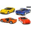 KINSMART 2007 Corvette Z06 5inch 1:36 Scale 5 Inch Die Cast Metal Model American Muscle Toy Car. Pullback Action (Yellow) - 4set