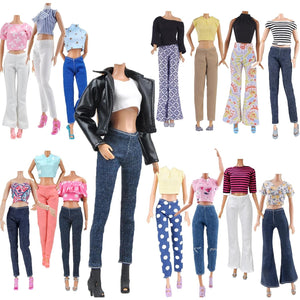 Buy now E-TING Lot 15 Items = 5 Sets Doll Clothes with 10 Pair Shoes Accessories for 11.5 Inch Girl Doll Outfits Random Style(Leather Jacket + Casual Wear) at indiglob india