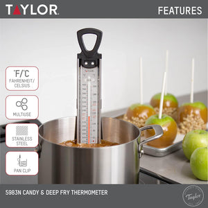 Buy now Taylor Stainless Steel Candy and Deep Fry Thermometer, 12-Inch Analog Paddle with Pan Clip, Ideal for Frying, Sugar, Brewing, Syrup, and More at indiglob india