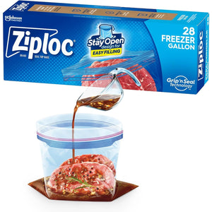 Buy now Ziploc Gallon Food Storage Freezer Bags, New Stay Open Design with Stand-Up Bottom, Easy to Fill, 28 Count at indiglob india