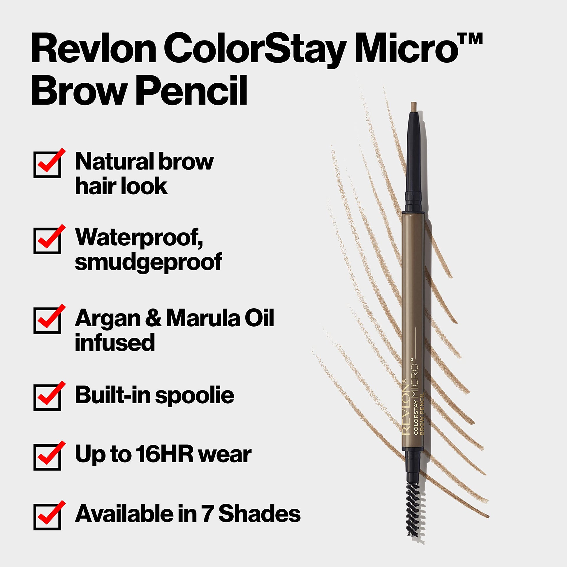 Buy now Revlon ColorStay Micro Eyebrow Pencil with Built In Spoolie Brush, Infused with Argan and Marula Oil, Waterproof, Smudgeproof, 454 Medium Brown, 0.003 oz at indiglob india