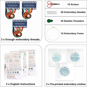 Buy now Maydear 3 Sets Embroidery kit for Beginners Adults,Embroidery Kit Punch Needle Kit Cross Stitch Kits with Embroidery Hoop and Instructions,Hand Embroidery Starter Kit at indiglob india