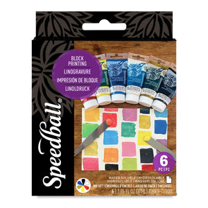 Buy now Speedball 3470 Water-Soluble Block Printing Ink Starter Set ƒ?? 6 Bold Colors with Satiny Finish - 1.25 FL OZ Tubes, Multicolor at indiglob india