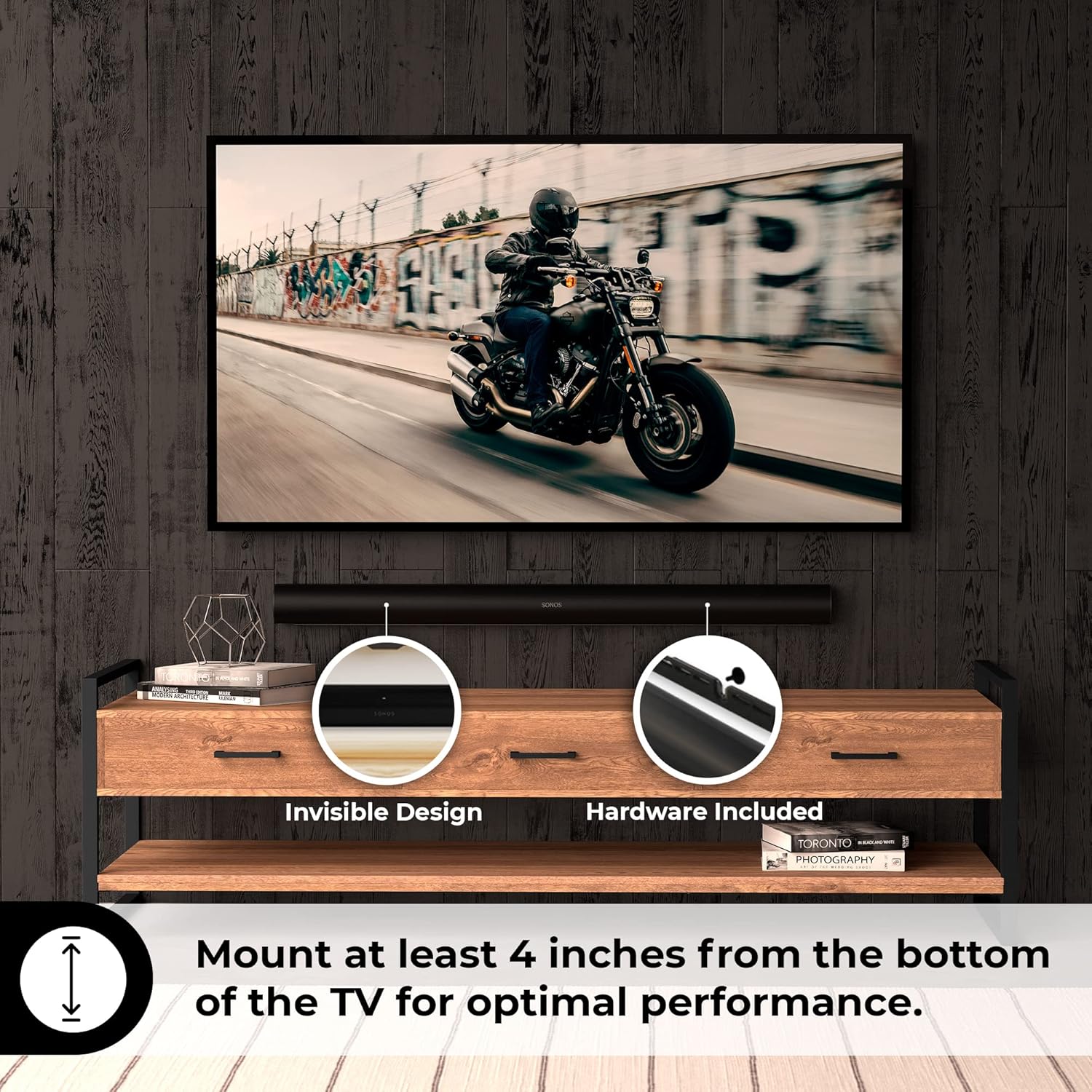 Buy now HumanCentric Wall Mount Compatible with Sonos Arc and Sonos Arc Ultra Sound Bar Only (Black), Mount on Wall Under TV, Floating Style, Hidden Design, Hardware Included at indiglob india