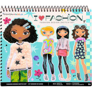 Buy now Fashion Angels I Love Fashion Sketch Portfolio, Includes Sketch Pad with Stencils & Stickers, Fashion Design Sketch Book for Girls, Ideal Drawing Kit for Kids at indiglob india
