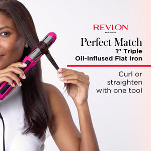 Buy now REVLON Perfect Match Flat Iron - 2-in-1 Hair Straightener and Curling Iron, Triple Oil-Infused Helps Reduce Heat Damage & Restore Hair's Natural Moisture & Shine at indiglob india