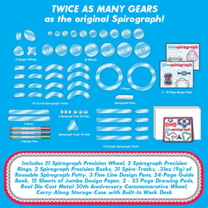 Buy now Spirograph Super 50th Anniversary Set –Arts and Crafts, Kids Toys, Art Supplies, Craft Supplies, Drawing Kit, Spiral Art, Classic Gear Design Kit, Case, Pens, Design Sheet Included, Ages 8+ at indiglob india