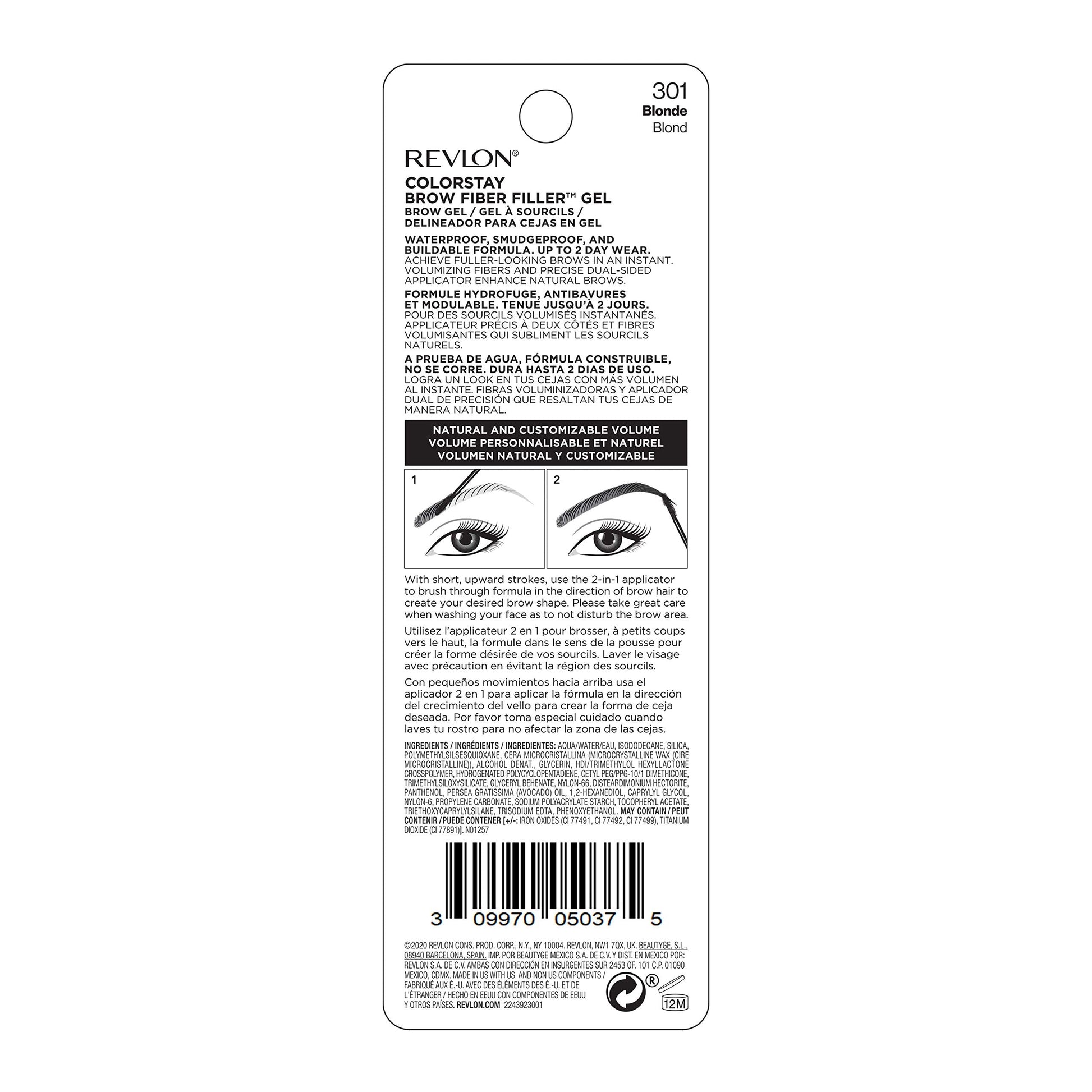 Buy now Revlon Color Stay Brow Fiber Filler, Long-wearing Volumizing Waterproof Eyebrow Gel, 301 0.23 fl. Oz, Blonde at indiglob india