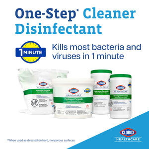 Buy now Clorox Healthcare Hydrogen Peroxide Cleaner Disinfectant Wipes, 12" x 11", Bucket, 185 Count (Package May Vary) at indiglob india