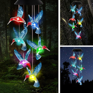 Buy now Hummingbird Solar Wind Chimes, OkayGoo Hummingbird Gift Outdoor Wind Chime Solar Lights Color Changing Night Lights Gifts for Mom Grandma Memorial Wind Chimes Christmas Decoration at indiglob india