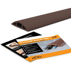 SimpleCord 4-Foot Cord Cover - Floor Cable Management Kit for Indoor or Outdoor Use - 3-Channel Cable Raceway for Sidewalks or Walkways by Simple Cord (Brown) Offer | Buy Original India