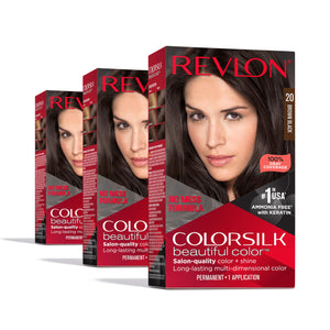 Buy now Revlon Colorsilk Beautiful Color Permanent Hair Color, (OLD VERSION) 20 Brown/Black (Pack of 3) at indiglob india