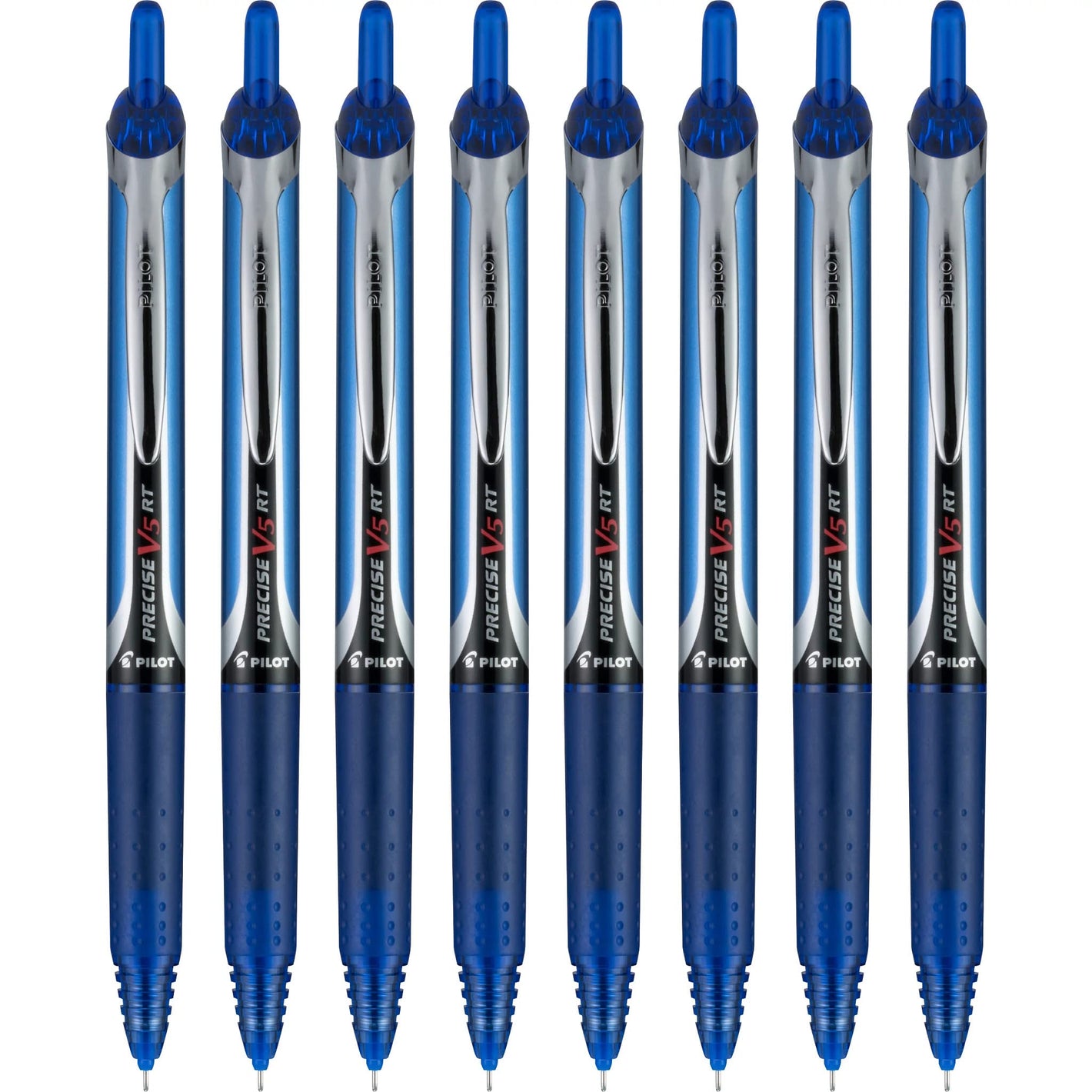 Buy now Pilot Precise V5 RT Refillable & Retractable Rollerball Pens, Extra Fine Point Pens 0.5 mm, Blue, Pack of 8 - Ideal for School, Journaling & Office Writing at indiglob india