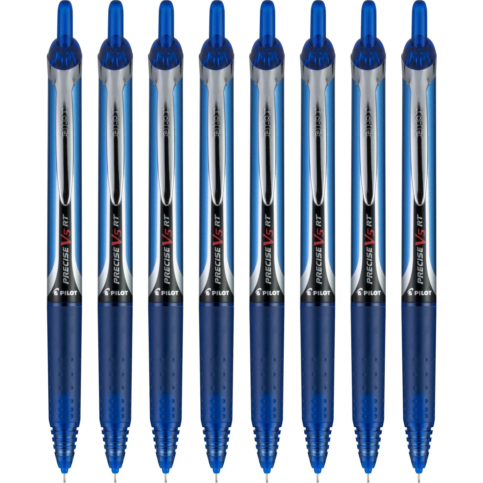 Buy now Pilot Precise V5 RT Refillable & Retractable Rollerball Pens, Extra Fine Point Pens 0.5 mm, Blue, Pack of 8 - Ideal for School, Journaling & Office Writing at indiglob india