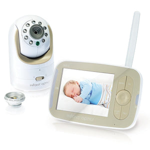 Buy now Infant Optics DXR-8 480p Video Baby Monitor, Non-WiFi Hack-Proof FHSS Connection, Interchangeable Lenses, Pan Tilt Zoom, LED Sound Bar, Night Vision, and Two-way Talk, low battery at indiglob india